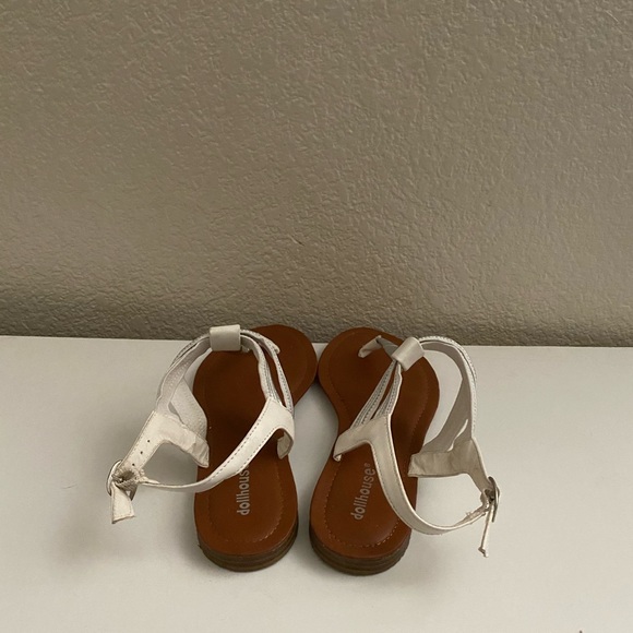 White and Silver T-Strap Sandals - Picture 4 of 5